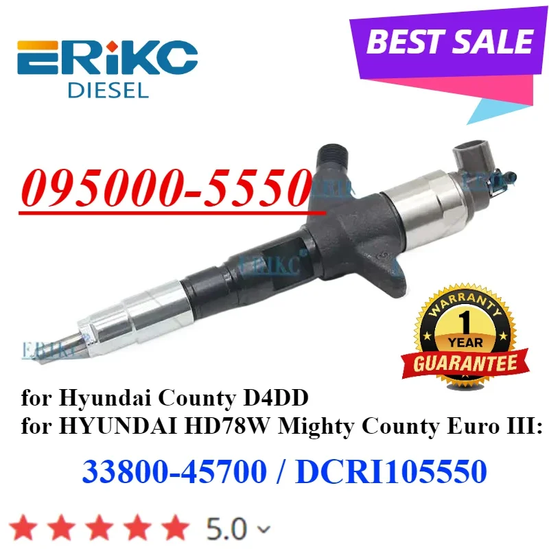 New 095000-5550 Common Rail Injector DCRI105550 Auto Engine Part For DENSO HYUNDAI County D4DD 33800‐45700 095000-5551