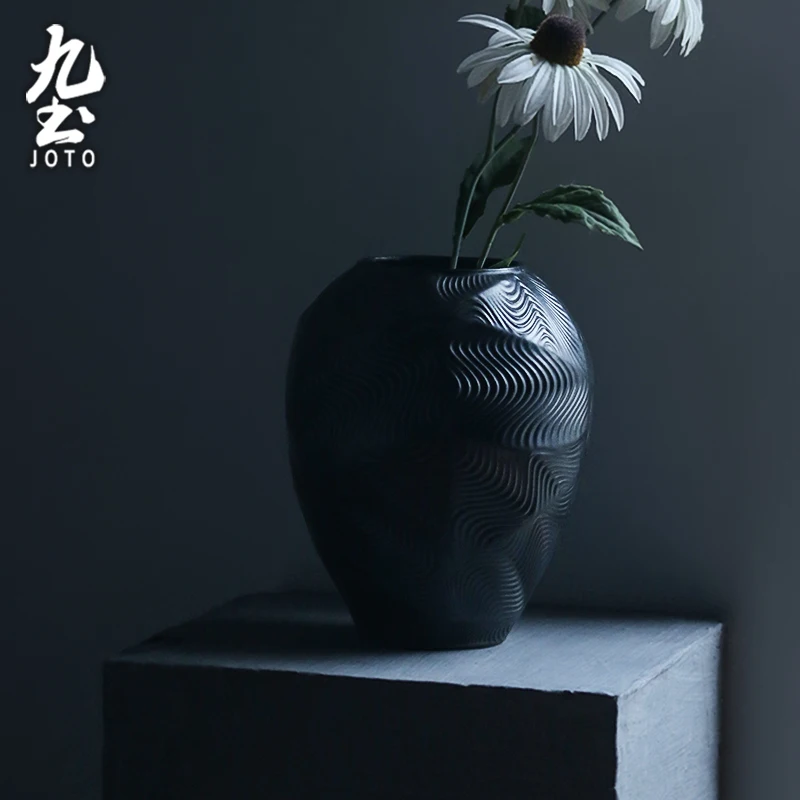 

JOTO Zen texture design Handmade Rough Ceramic Flower Vessel DER0105
