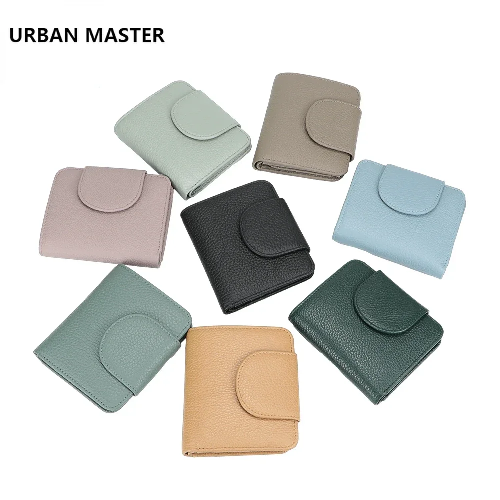 

Женские короткие кошельки URBAN MASTER из натуральной коровьей кожи, кошелек для монет, держатель для карт, модный кошелек на молнии в европейском и американском стиле 1560