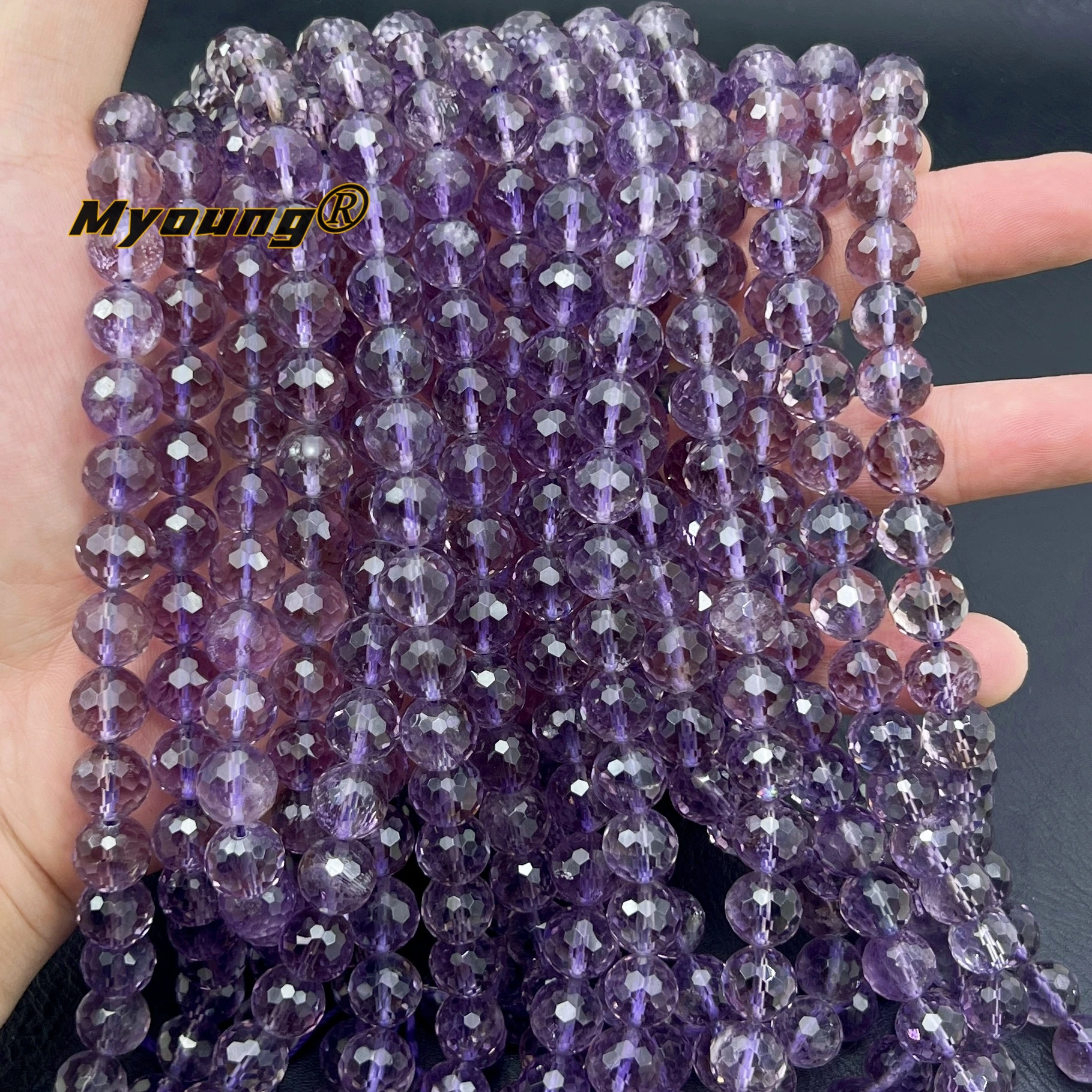 10MM Natural Brazilian Amethysts Purple Crystal Round Faceted Loose Beads For DIY Bracelet Necklace Jewelry Making MY240401