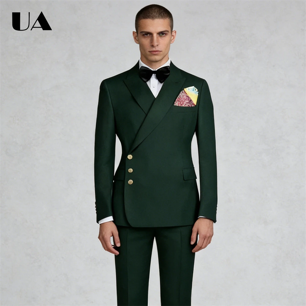 

Side Buttons 2-Piece Suit Set for Formal Occasion, Men's Slim Fitting Tuxedo Jacket Pants Solid 80+ Colors Tuxedo Suit Attire