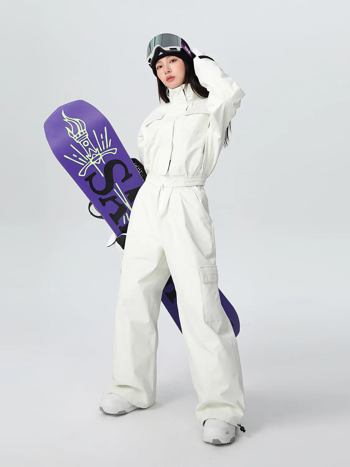 SEARIPE 2025 여성용 시크 스키 비브 세트 하이웨이스트 핏 스노우수트 방수 스노우 재킷 & 스트랩 팬츠 야외 겨울 스포츠용