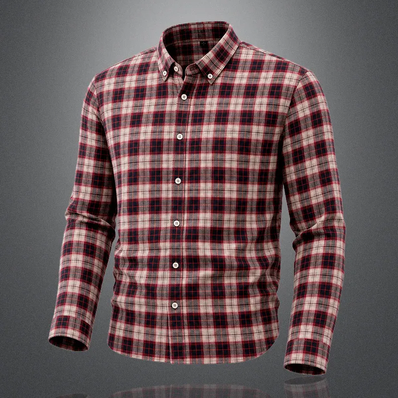 European Style Mens Casual Shirts 100% Pure Cotton Lattice Shirts Men Dress Camisa Social Masculina Streetwear Camisa Hombre