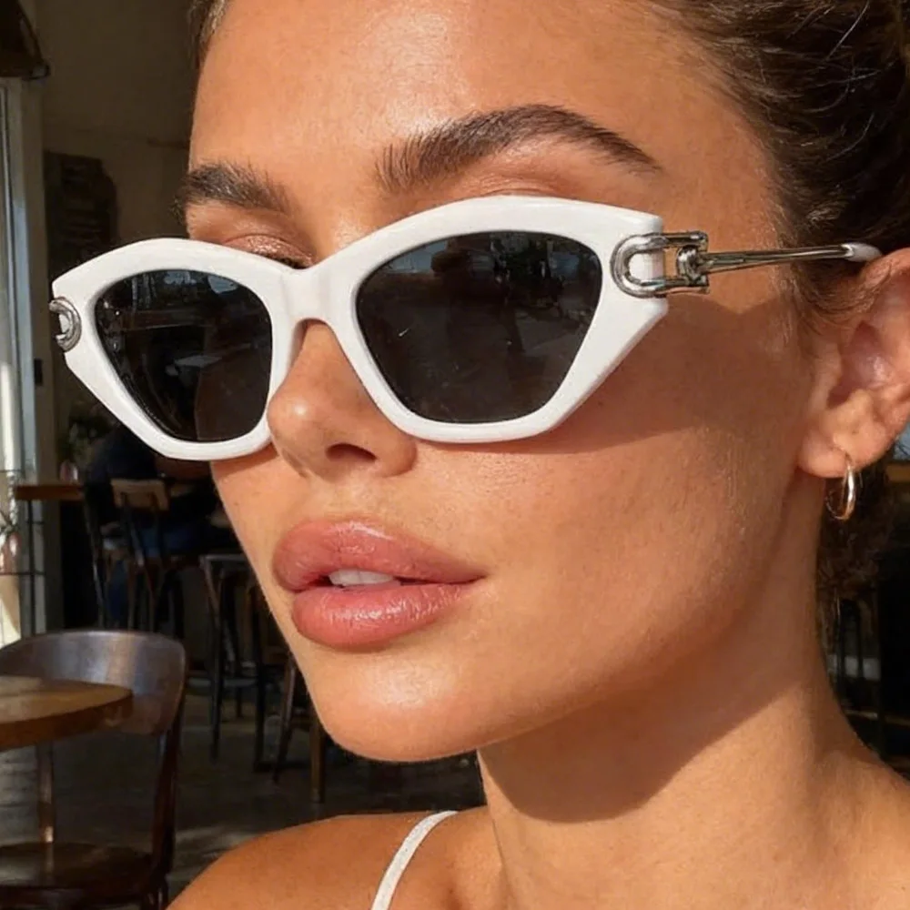 Vintage Mode Knoten-Quadrat-Cat-Eye-Sonnenbrille für Damen – Marken-Legierung, lässig, Schwarz-Blau-Verlauf, UV400-Schutz für Outdoor