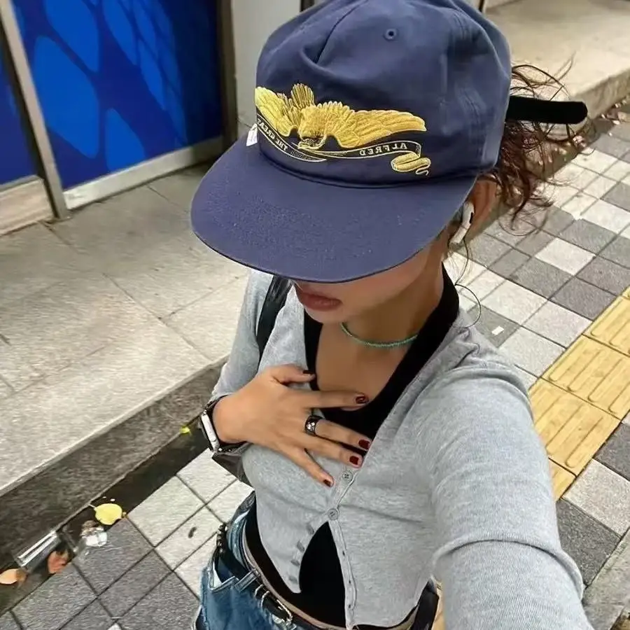 Retro American Embroidered Heavy Duty Baseball Cap Soft Top Wide Brim Hip Hop Street Style Women's Fashion Hat Spring Autumn ...