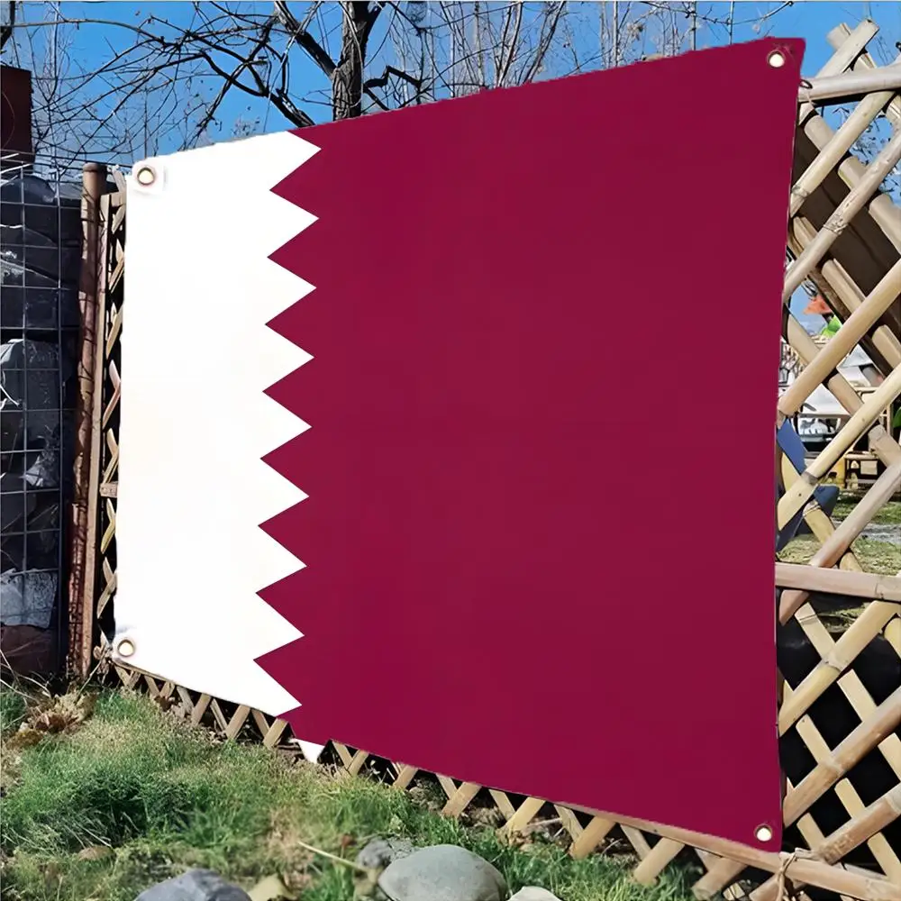 1 Q_Qatar Flags Daily four ring borderless design indoor outdoor decor easy hang install