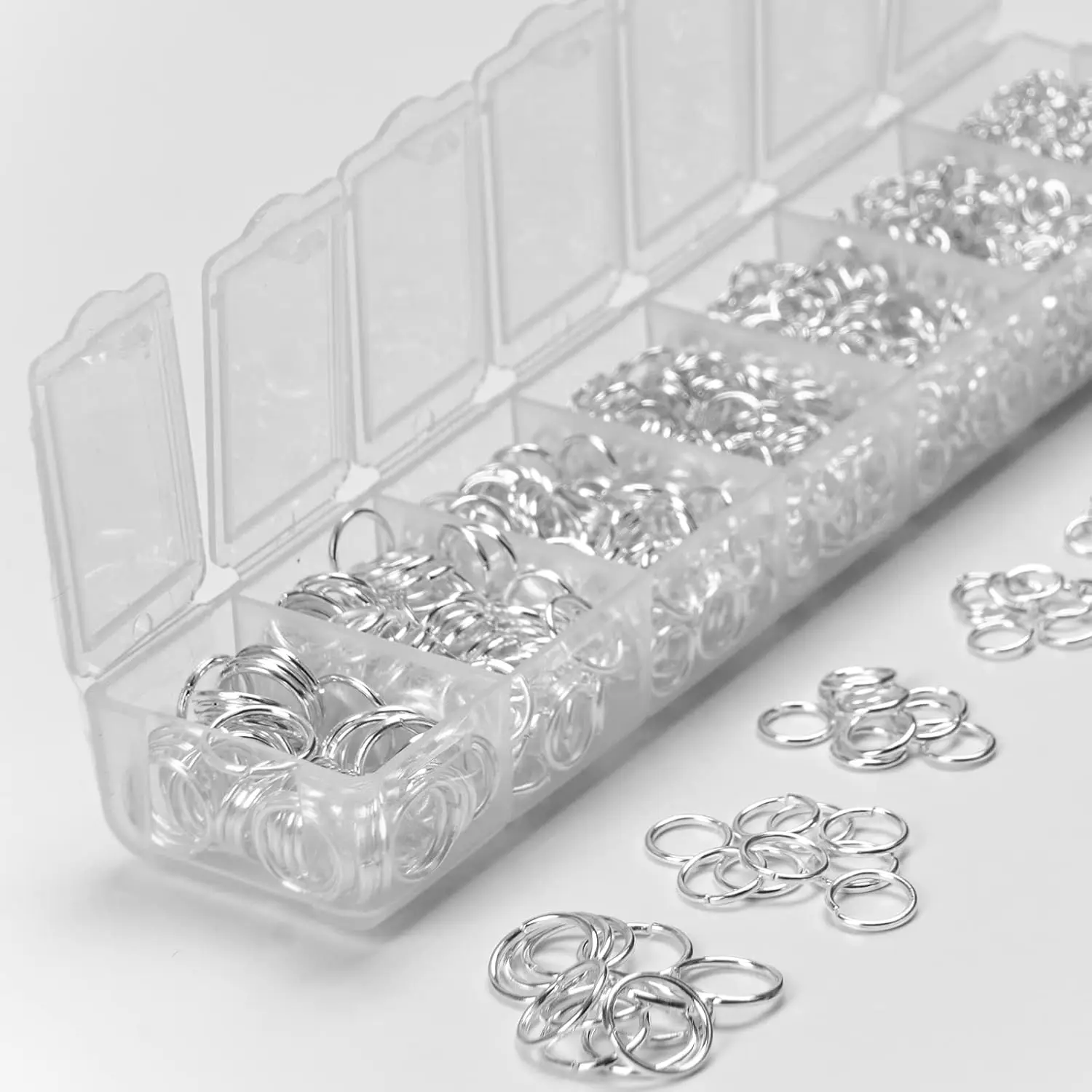 2300Pcs 7 Sizes Jump Rings Crafts Connectors Chain Links Assorted 3-10 mm Split for Jewelry Making Supplies Findings