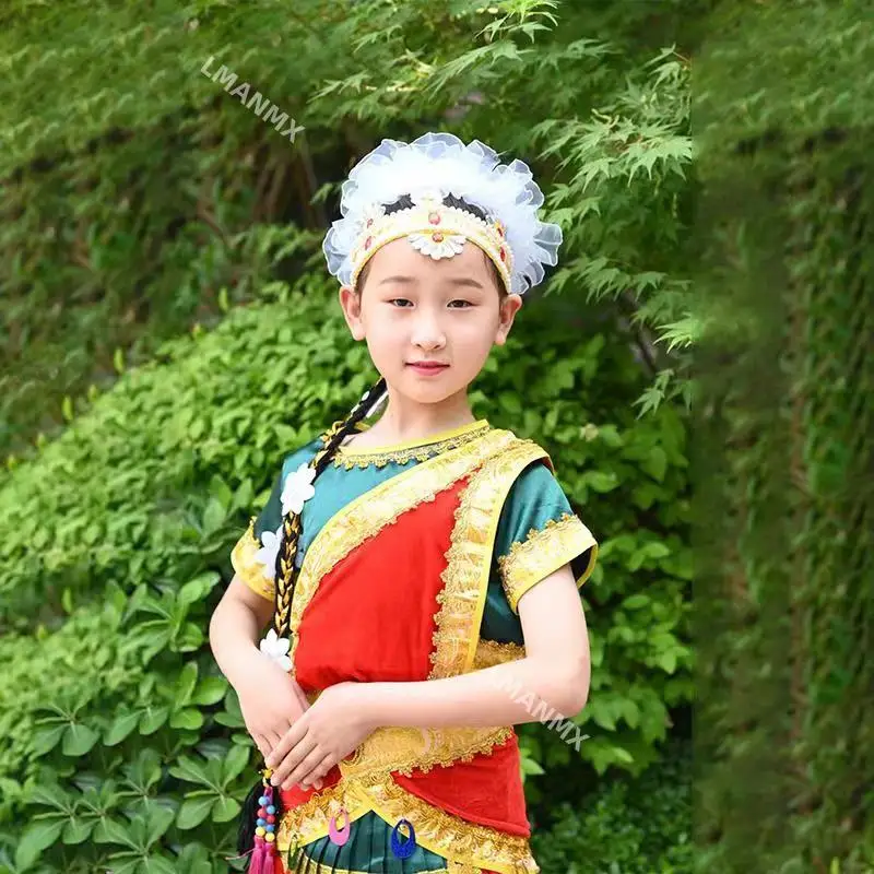 

Детские танцевальные костюмы Синьцзян для выступлений на сцене для дошкольников, этнический народный танец