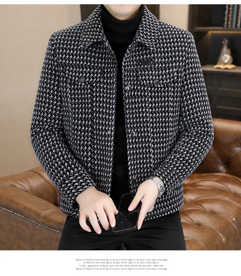 Modische Herren Fleece-Gefütterte Karierte Wolljacke 2026 Winter Lässiger Karierter Windbreaker Mantel Jugend Streetwear Top Parka Kleidung – Detail 8