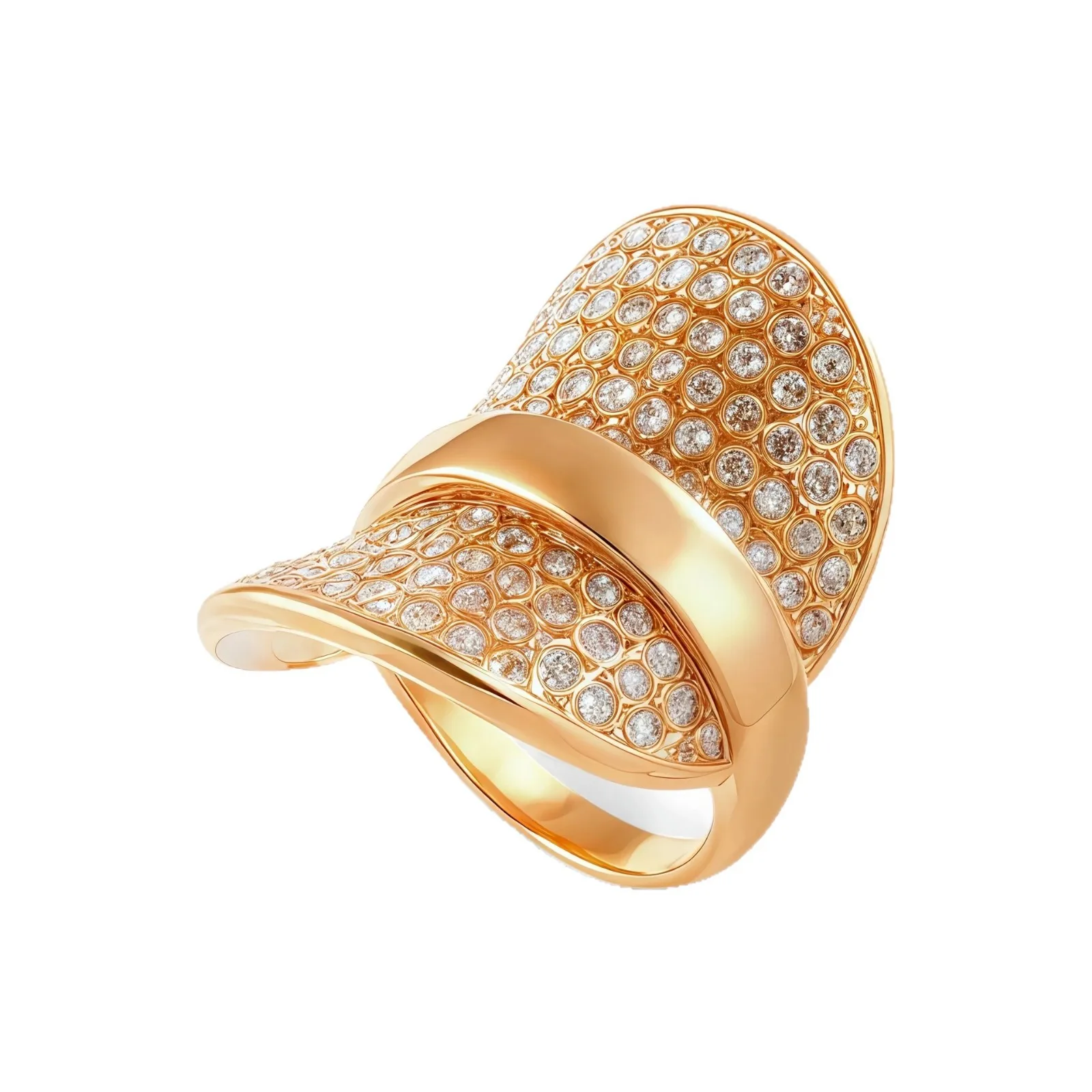 

Unisex Euro USA Style 24K Gold-Plated Titanium Steel Diamond-Inlaid Ring, Strong Fashion Sense for Women Dating Gifts Wholesale