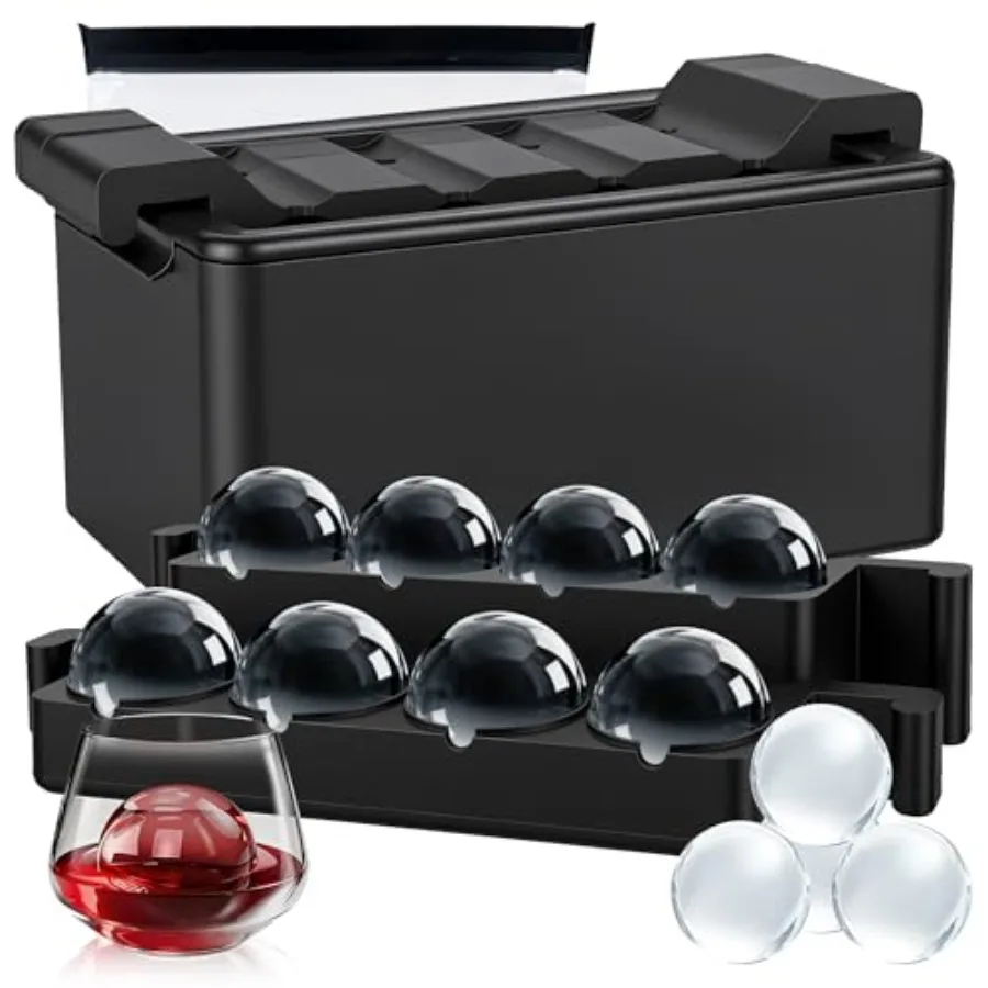 

Clear Ice Ball Maker Mold 2 Inch Round Silicone Ice Molds 8 Large Ice Cubes Mold-Easy-to-Remove Gift for Men Dad Boyfriend Who