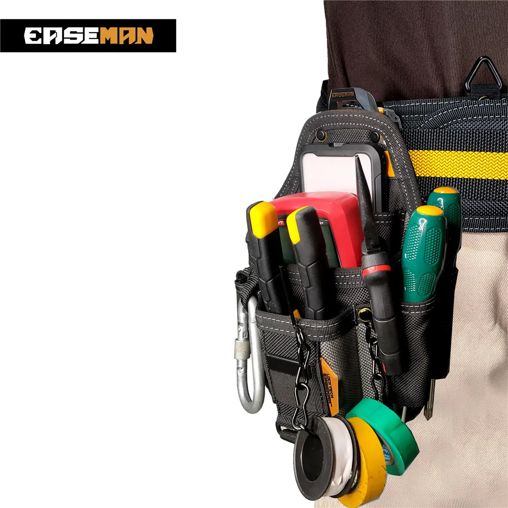 EASEMAN-Heavy Duty Ferramenta Belt Bag com suporte traseiro, Organizador Gancho Rápido, Oxford Pano Ferramenta De Armazenamento, Ferramentas