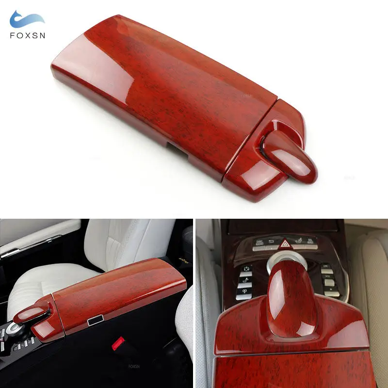 For Mercedes Benz S Class W221 2008-2012 ABS Red Wood Texture Center Console Armrest Box Telephone Cover Dial Key Pad Housing