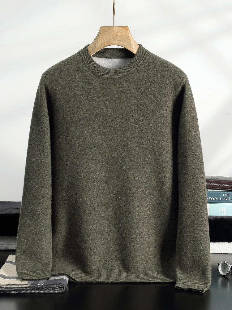 

TLOML мужской толстый 100% кашемировый свитер с круглым вырезом, осень-зима, базовый простой стиль, кашемировый пуловер, умный повседневный трикотаж, удобные топы