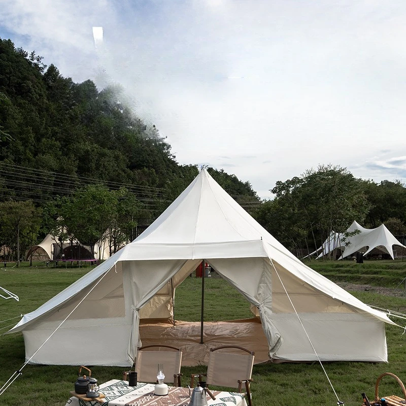 Camp tent camping double door yurt word tower oxford cloth rainproof mildew proof fireproof tent