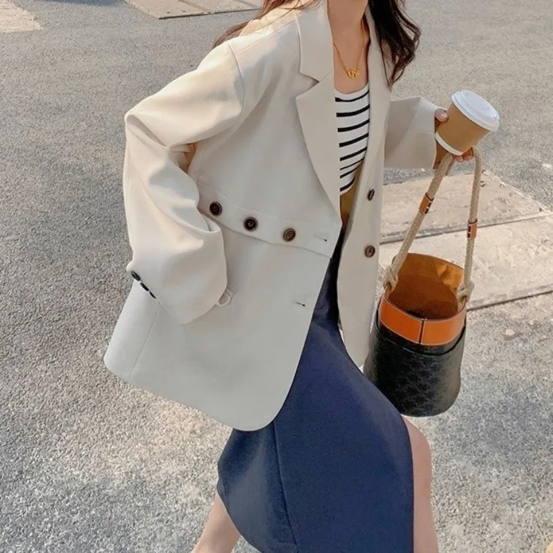 Korean Chic Blazer Women Clothing Suit Office Lady Jacket Long Sleeve Buttons Coats Luxury Brand Streetwear Spring Autumn Coats