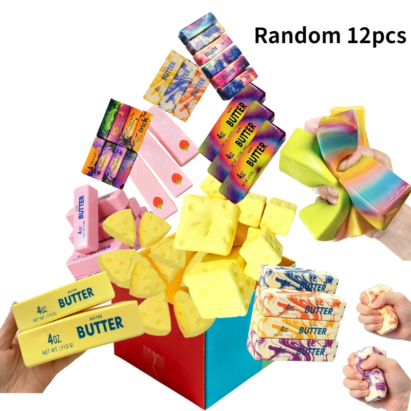 1-12 Stück Quetschbarer Butterstab Fidget-Spielzeug Klebriger Butterstab Langsam Zurückfederndes Stress-Quetschspielzeug Anti-Stress Sensorisches Spielzeug für Erwachsene