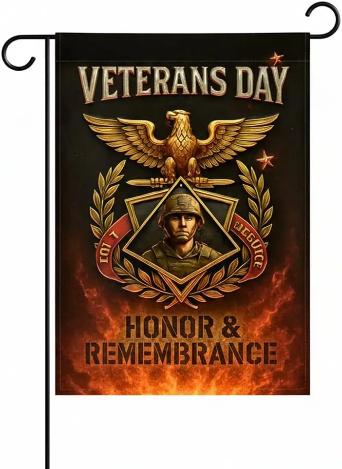 Army Veteran Eagle Soldier Emblem Garden Flag 12x18 In Doublesided Honor Remembrance Weather-Resistant Polyester Banner for  llz