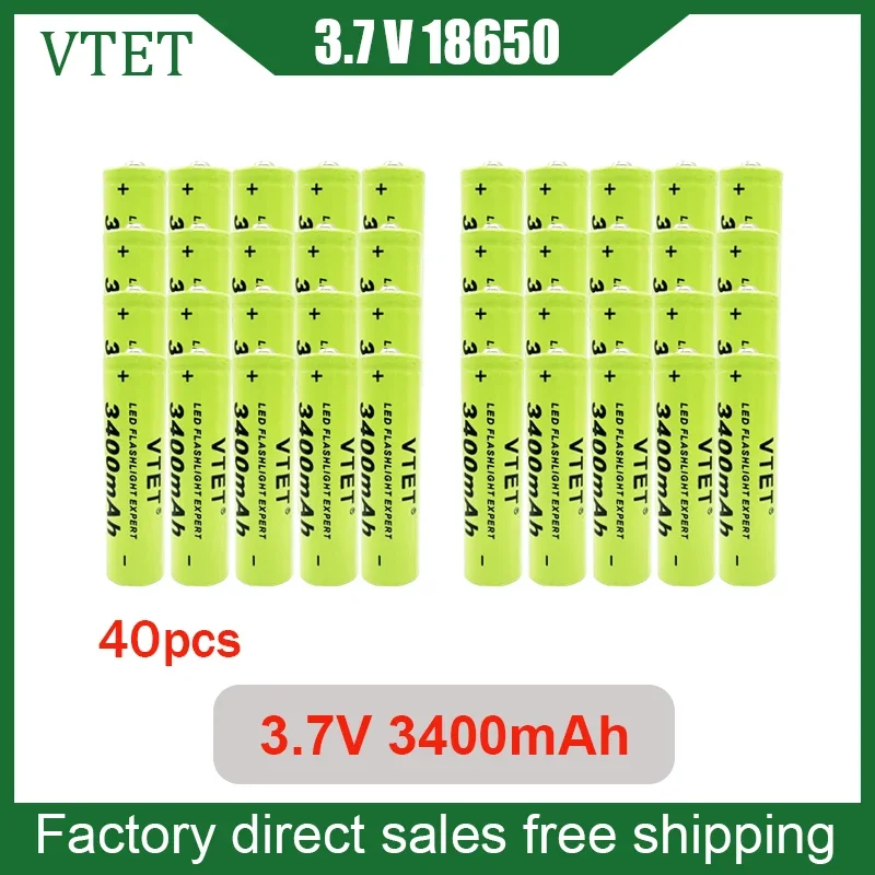 2025 New Lithium Ion Charging 186503.7V3400mAh Flashlight Fan Battery High Quality Large Capacity A-class Tool Battery