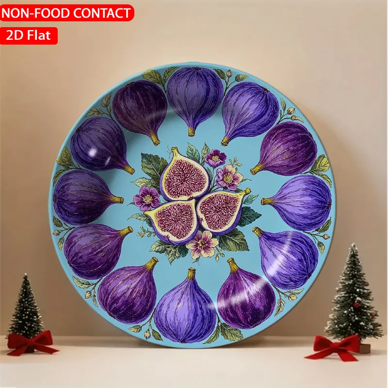1pc Retro Symmetrical Fig Ceramic Plate - Elegant Purple Suitable for Home Desk Decor, Non-Food Contact Table Centerpiece,