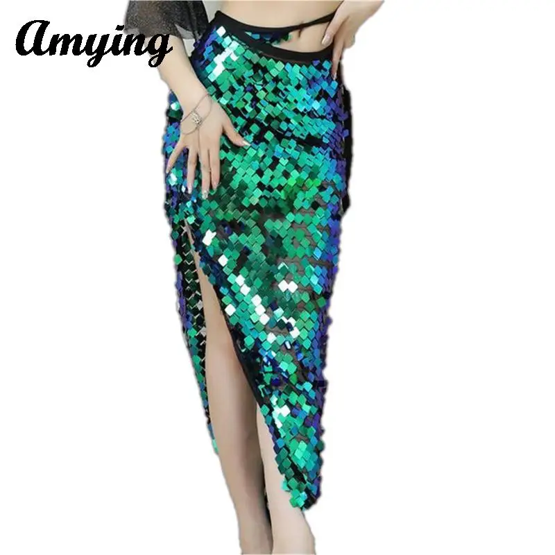 

New Belly Dance Hip Scarf Sexy Mermaid Women Stage performance Training Hip Skirt Sequin Wrap Hip Skirt Waist Hip Scarf