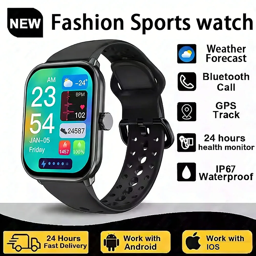 New Smartwatch Global Version For Men Women HD AMOLED Screen Heart Rate Bluetooth Call GPS Track Waterproof Sports Smart Watch