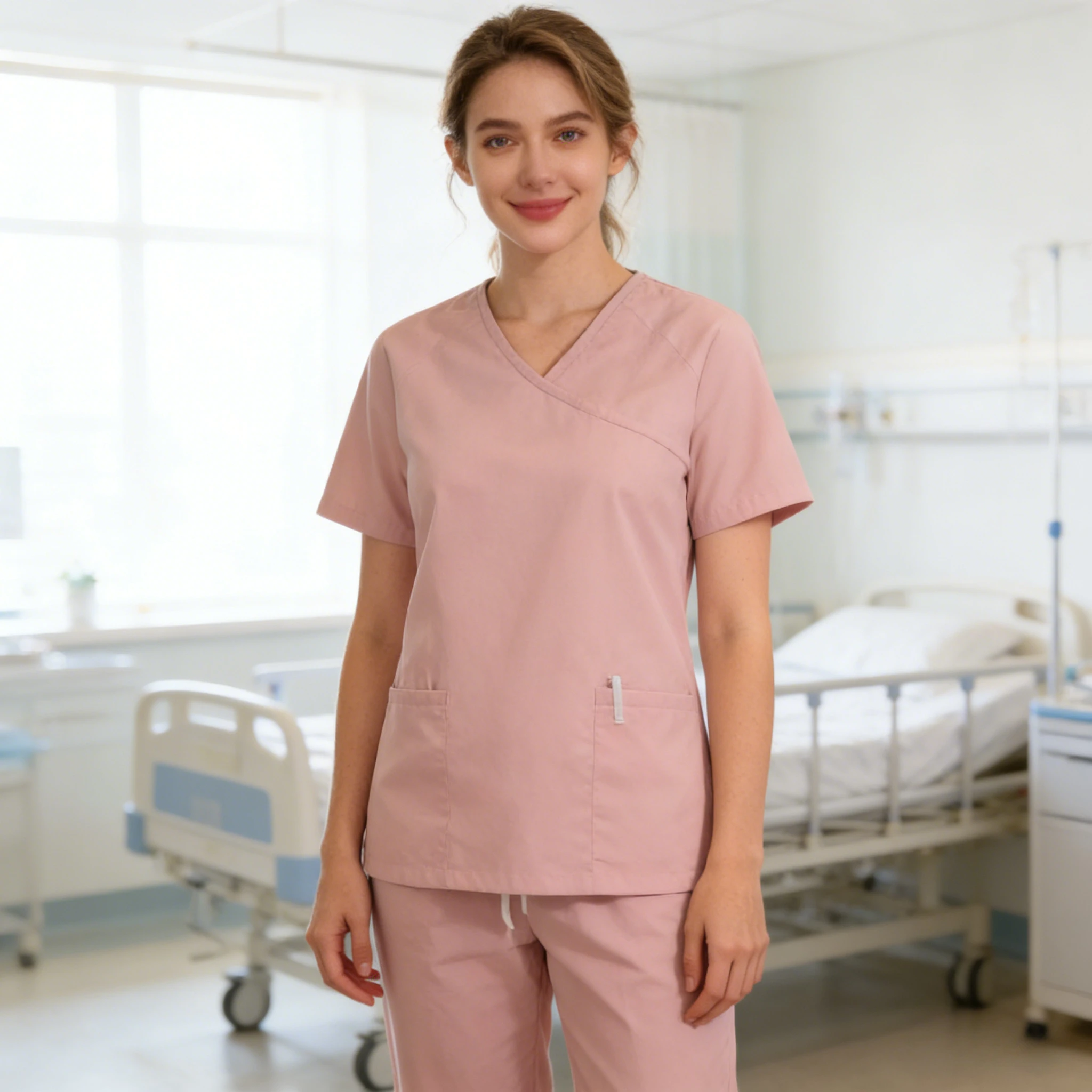 

Hospital Pet Women's Elastic Light Hand Washing Clothes Doctor Short Sleeved Overalls Suit