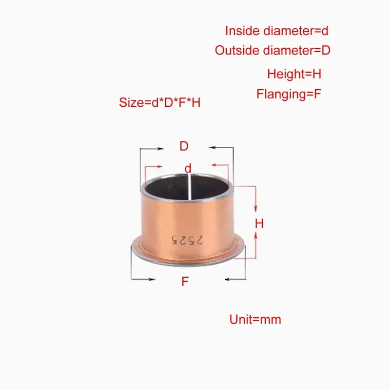 Composite Copper Sleeve Guide Bearing With Flange Self Lubricating Bushing 6mm 8mm 10mm 12mm 14mm 15mm 16mm ID x 30mm OD