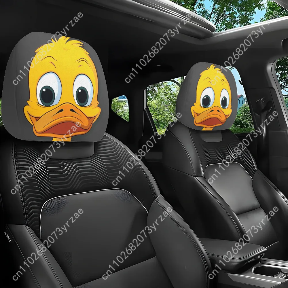 

Cute Cartoon Duck Car Seat Headrest Cover (2pcs)Environmentally Friendly Headrest Protector Breathable Comfortable Vehicle Decor