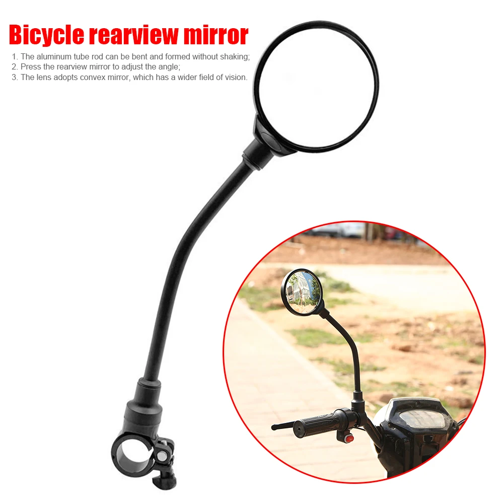 Universal Bicycle Rearview Handlebar Mirror Bendable Hose Adjustable Wide Range Cycling Accessories Bicycle Handlebar Reflector