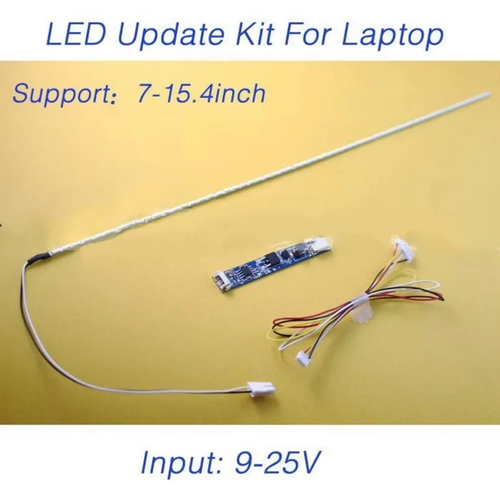 

2pcs x LCD Laptop Dimable LED Backlight Lamps Adjustable Light Update Kit Strip+Board 9-25V Input Free Shipping