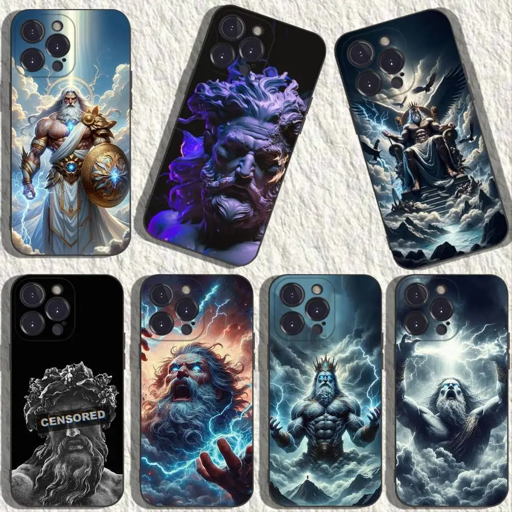 

Zeus Phone Case For iPhone 16,15,14,13,12,11 Plus,Pro Max,XS,X,XR,SE,Mini,8,7,Soft Silicone Black Cover