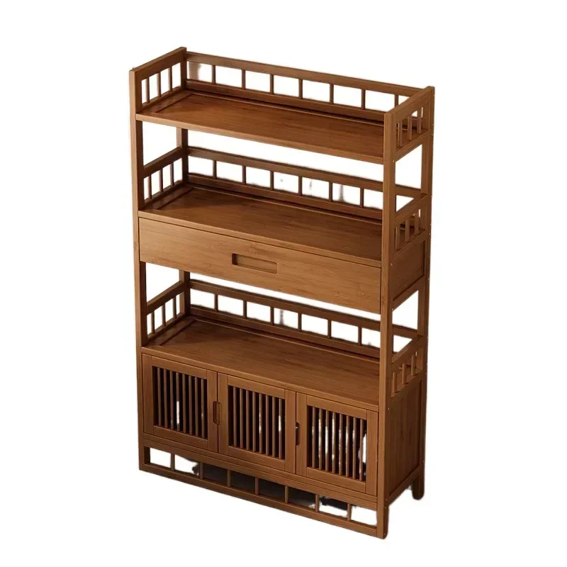 

Household shelf, living room sofa edge, few non-solid wood tea set, tea storage rack