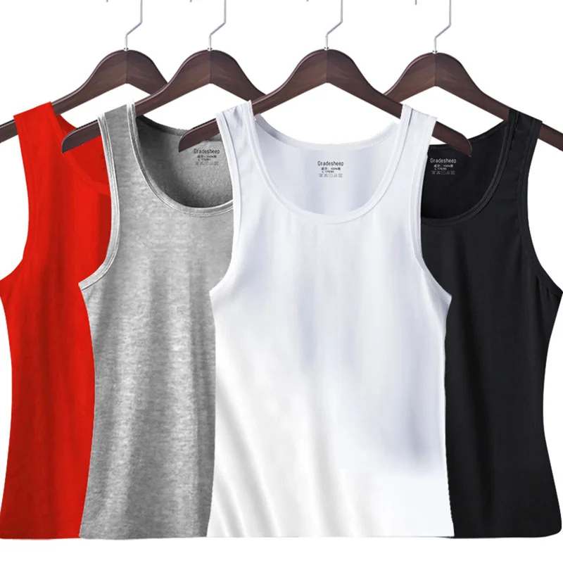 

2024 Men's Pure Cotton Vest, Men's Sports Sweat Absorption, All Cotton White Summer Base Sweatshirt, Sleeveless tank top