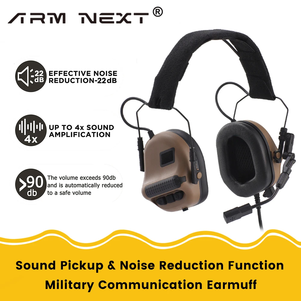 

ARM NEXT F10 Tactical Headset Sound Pickup Anti Noise Headphones Military Aviation Communication Shooting Earmuff