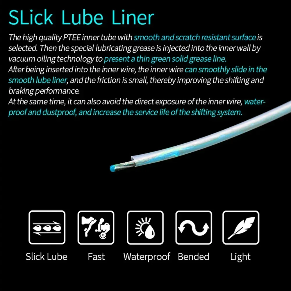 3meters Slick Lube Liner Tube(Front + Rear)MTB Bike Gear/Brake Inner Cable Guide Waterproof Dustproof Cable Liner Tube