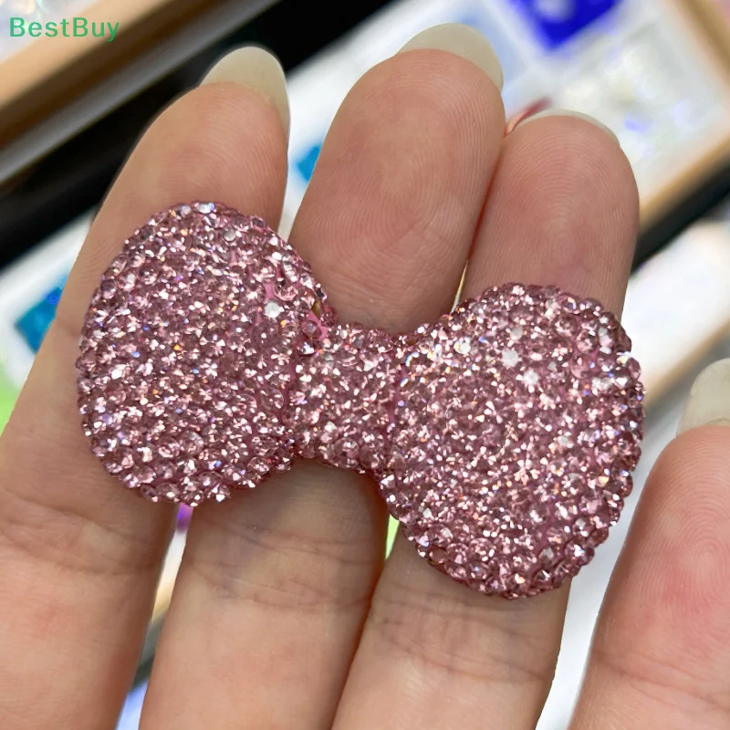 Venda quente doce diamante incrustação grande arco resina flatback para fazer jóias diy hairpin artesanato encantos