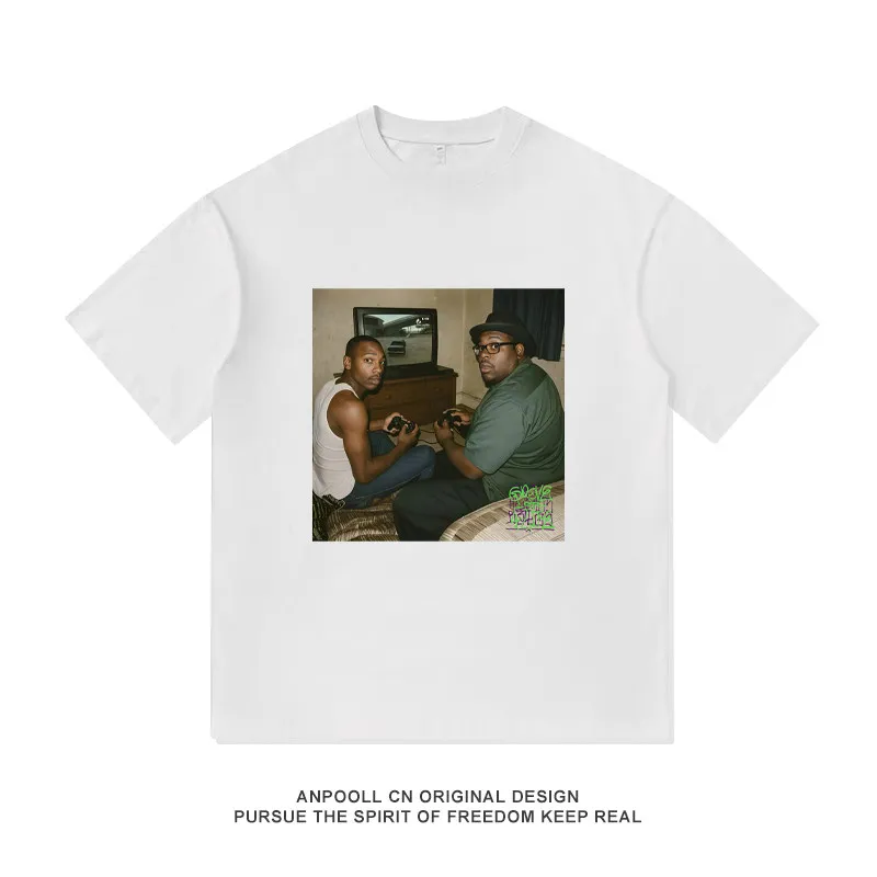 GTASA San Andreas CJ Groove Gangster American Heavyweight Pure Cotton Short-Sleeved T-Shirt Men's Loose Clothing