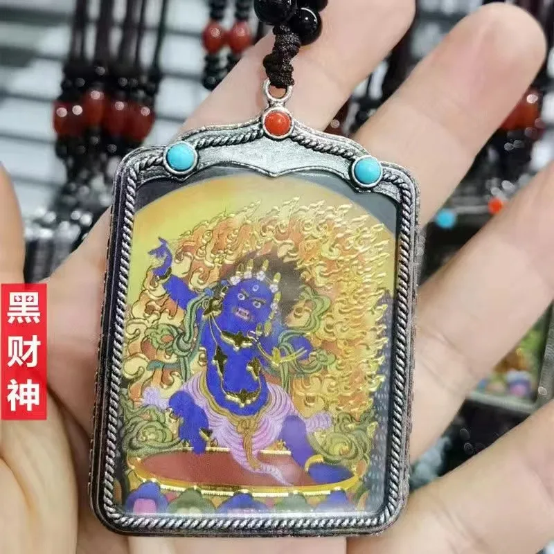 Tibetan hand-painted thangka Nepal Buddhism Pendant Necklaces Tibetan silver Amulet Chinese Style Maitreya Necklace Buddha brand