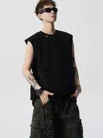 2025 Summer T-shirt Men's Solid Color Vest Hawaii Vacation O-Collar Plus Size Vest Loose Casual Breathable Men's T-Shirt Top