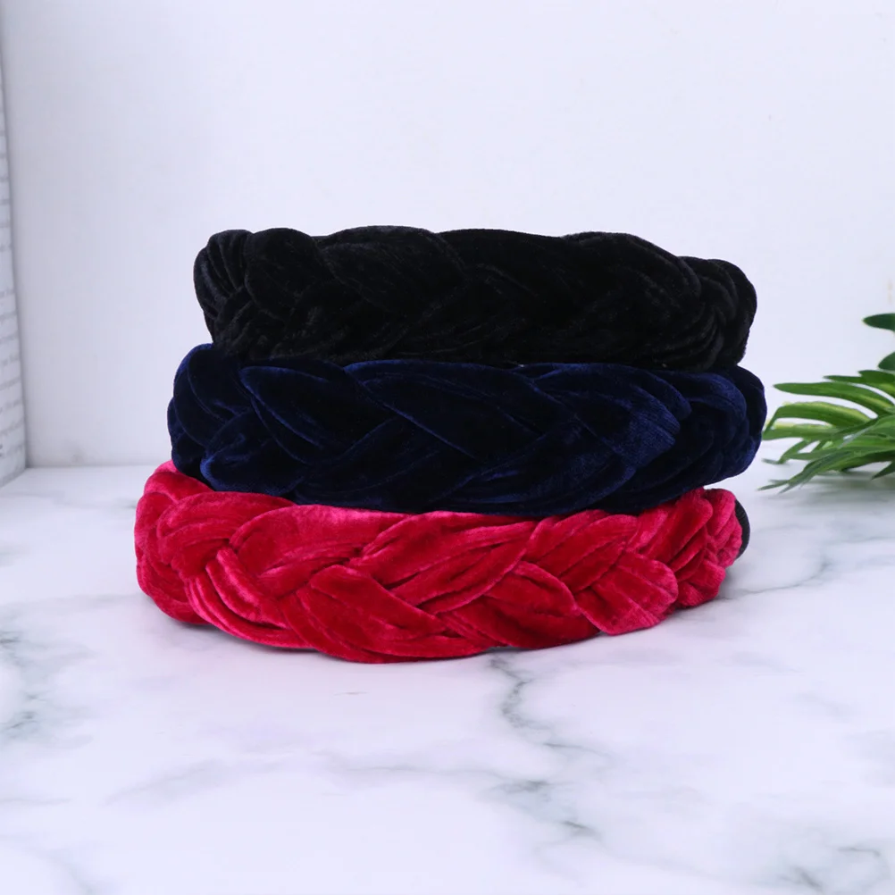 4 ชิ้น Elegant Headdress ผมผู้หญิง Hoops Cross Flannelette Headwraps Braid Headbands หมวก