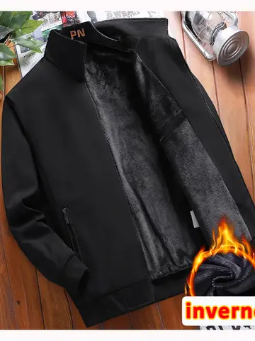 Warm Fleece Autumn Winter Jackets for Men Business Office Dress Coat Casual Men's Winter Jacket Solid Color Luxury Outerwear Man