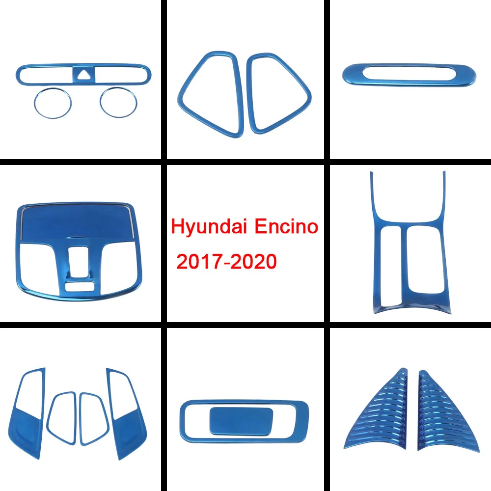 For Hyundai Kona Encino Kauai 2017-2020 Car Window Lift Switch Panel Cover Stainless Steel Air Conditioning Outlet Vent Trim