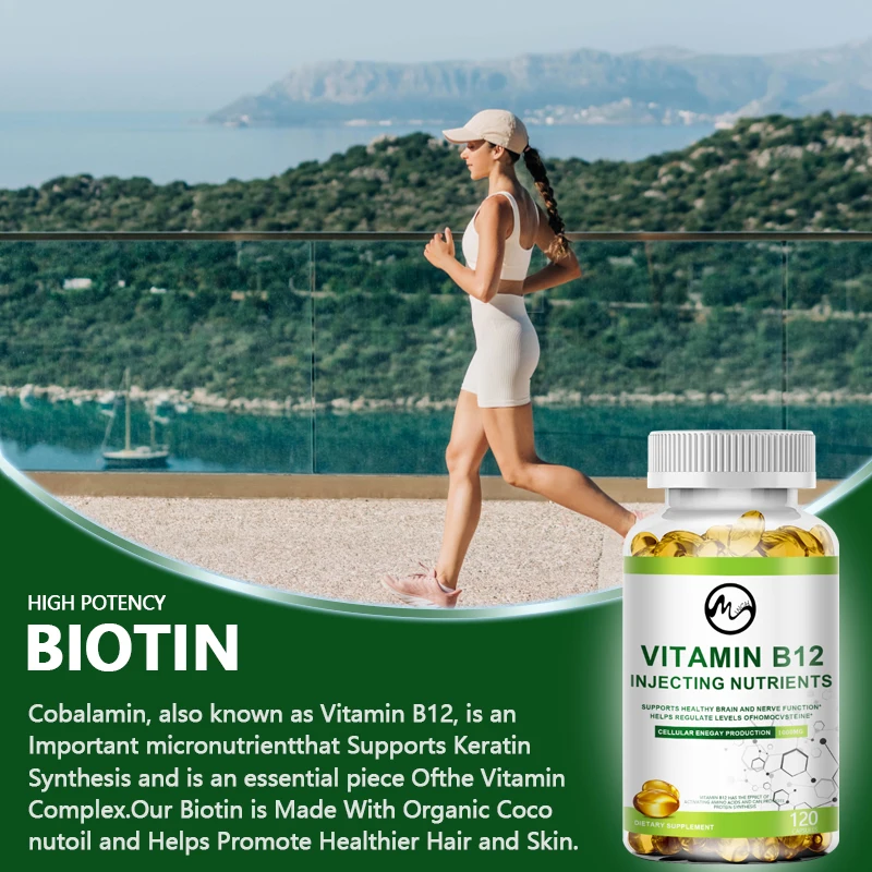 Vitamin B-12 Capsule Supports Energy Metabolism Anti Fatigue Liver Detoxification Skin Care Daily Nutritional Supplement