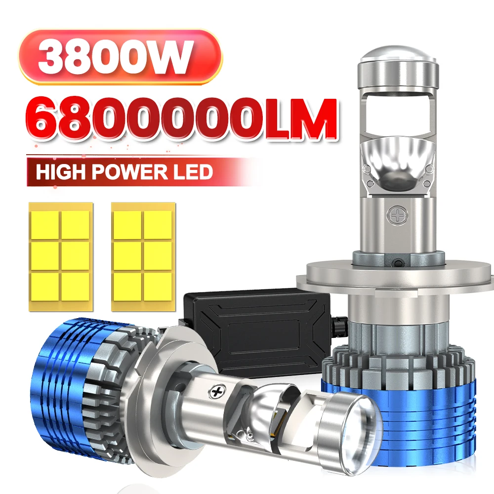 

2PCS H7 3800W 6800000LM Canbus Car Headlight Mini Lens H11 9005 9006 HB3 HB4 H4 LED Projector Bulb Auto Motorcycle Mini Lens