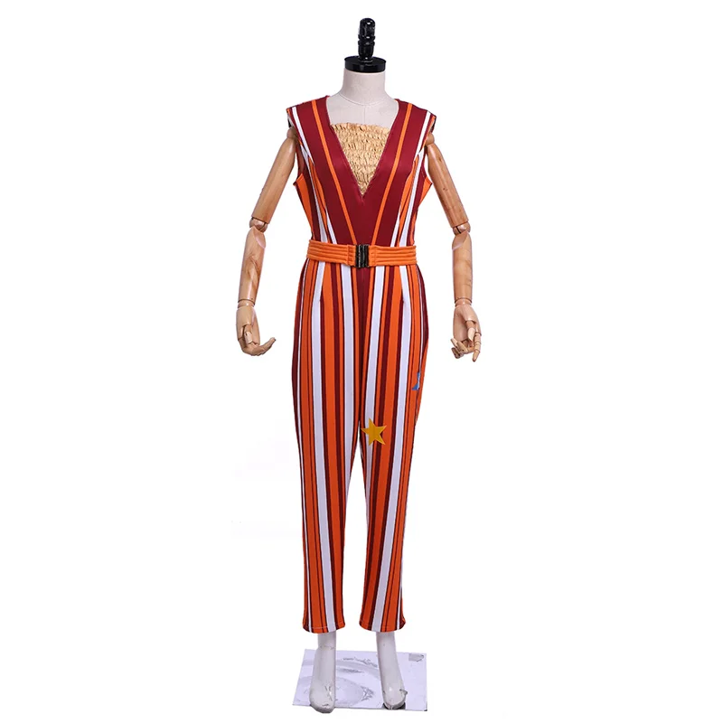 Mamma Mia Here We Go Again Cosplay Costume Red and White Striped One Piece Musical Halloween Hippie Costume for Women