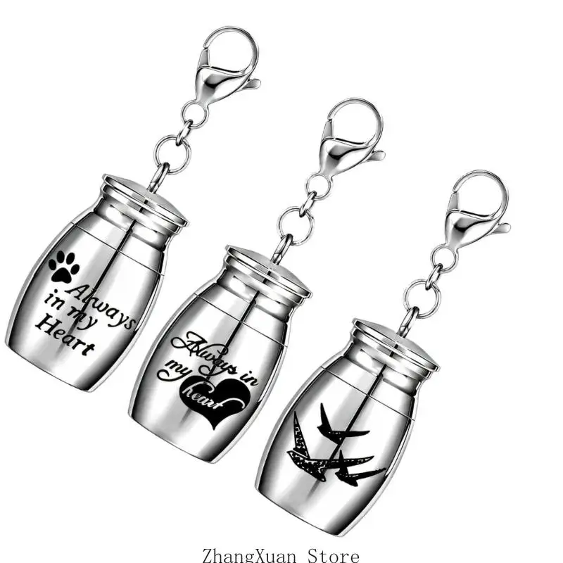 Urnen-Schlüsselanhänger-Set mit Stahlclips für Haare, 3er-Pack 3XUF – Detail 5