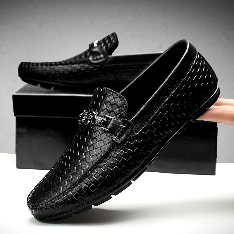 Luxury Brand Loafers Overfoot Fashion Leather Casual Shoes Men Comfortable Adult Moccasin Men\'s Black High Quality Men\'s Shoes