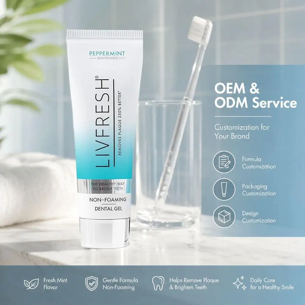 LIVFRESH Gum Protect Toothpaste Gel - Gingivitis Treatment Powerful Plaque Removal Fresh Breath Whitening Oral Care
