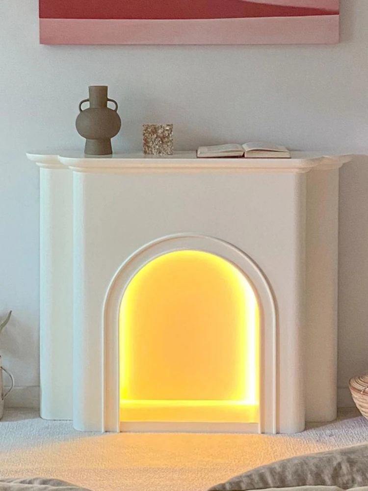 

Simple French fireplace decorative cabinet arched porch cabinet shelf online celebrity ins wind living room bedroom with lights.